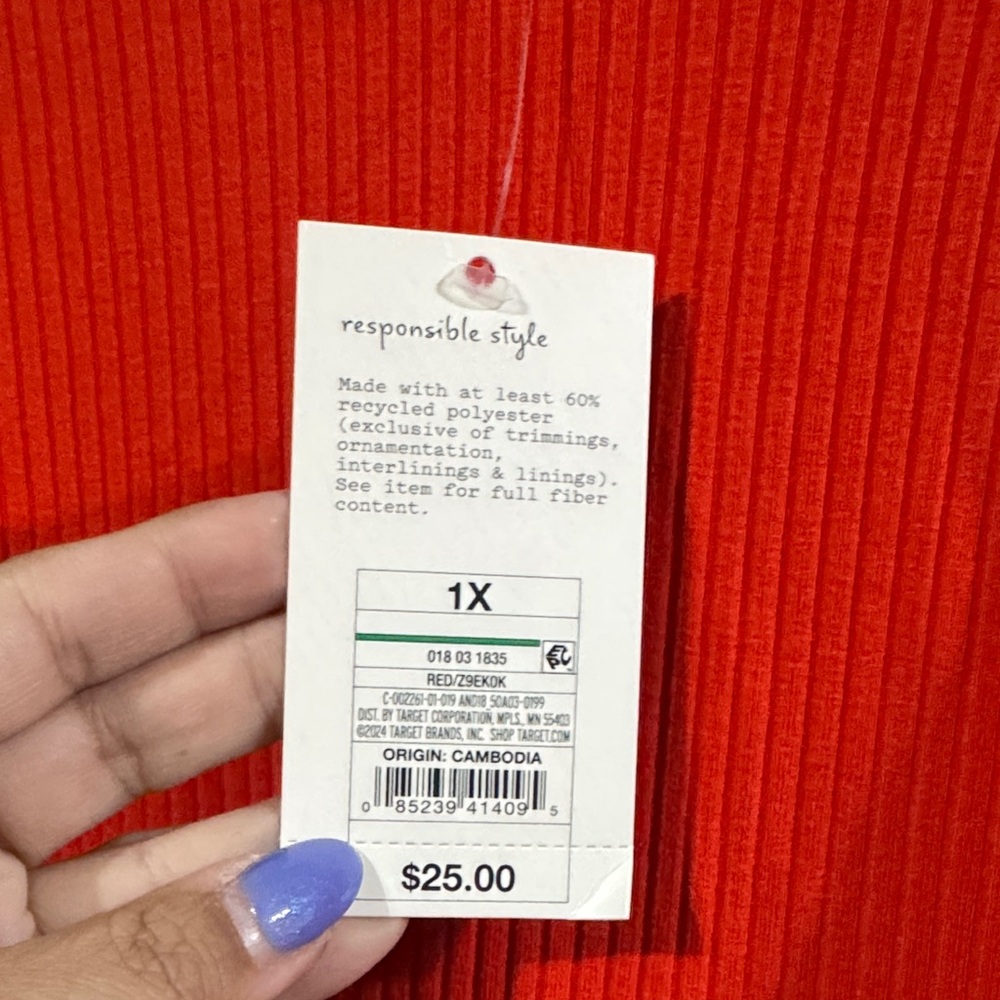 Sleeveless Ribbed Midi Dress - Red - Picture 3 of 5